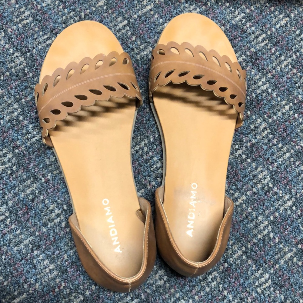 Andiamo brown sandals (open toe flats)! Worn only twice!